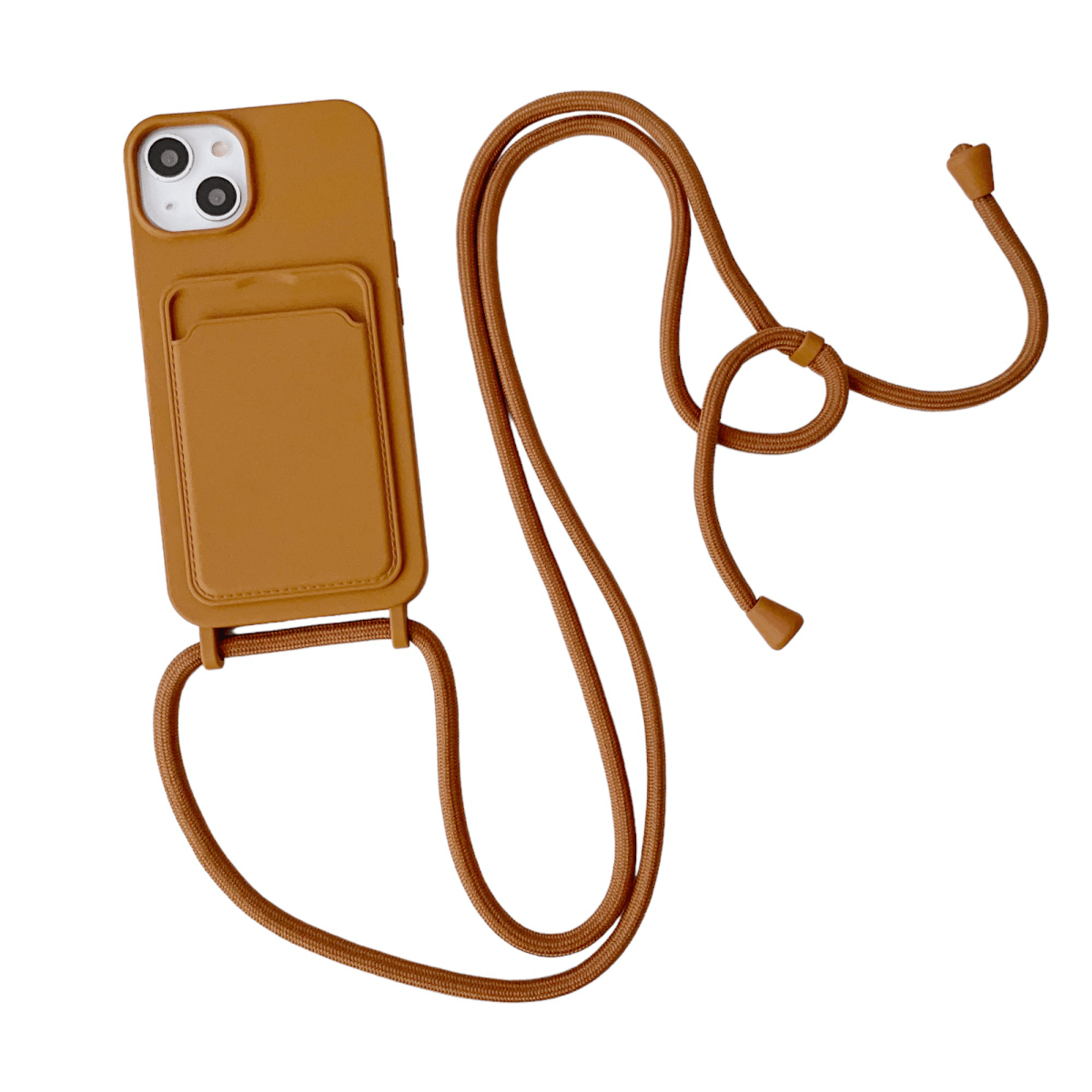 Silicone Crossbody Phone Case - Light Brown