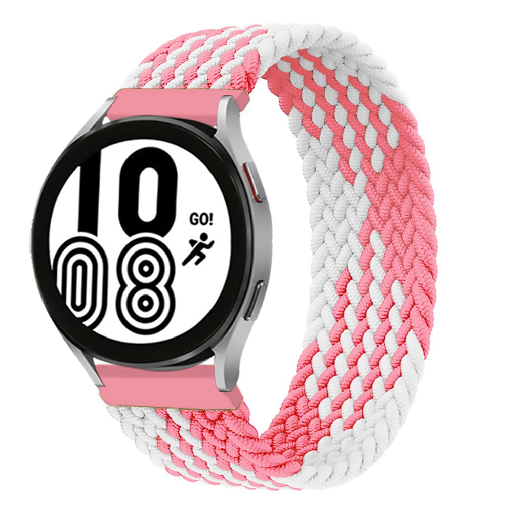 Braided Solo Loop Watch Band For Samsung - White Pink