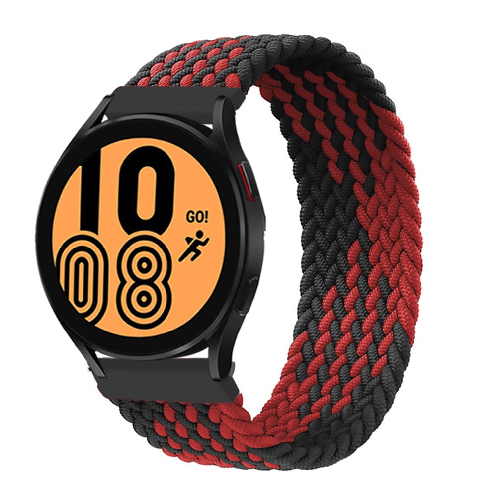 Braided Solo Loop Watch Band For Samsung - Black Red