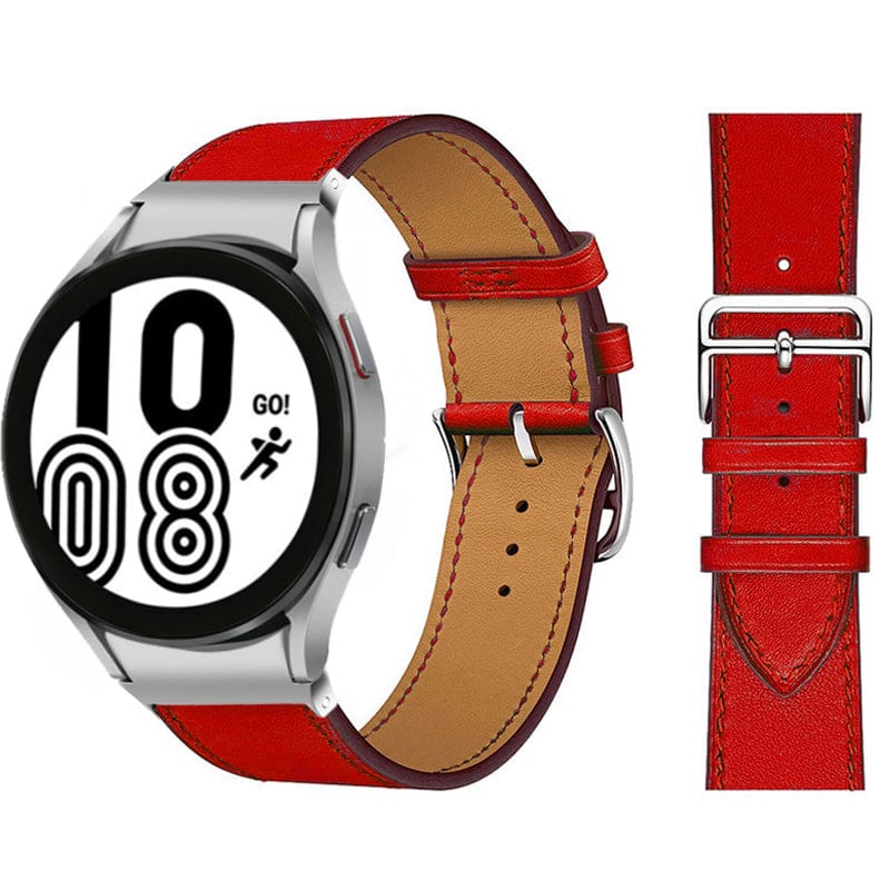 Leather Watch Band For Samsung - Red