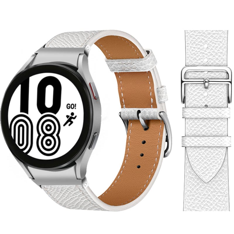 Leather Watch Band For Samsung - White