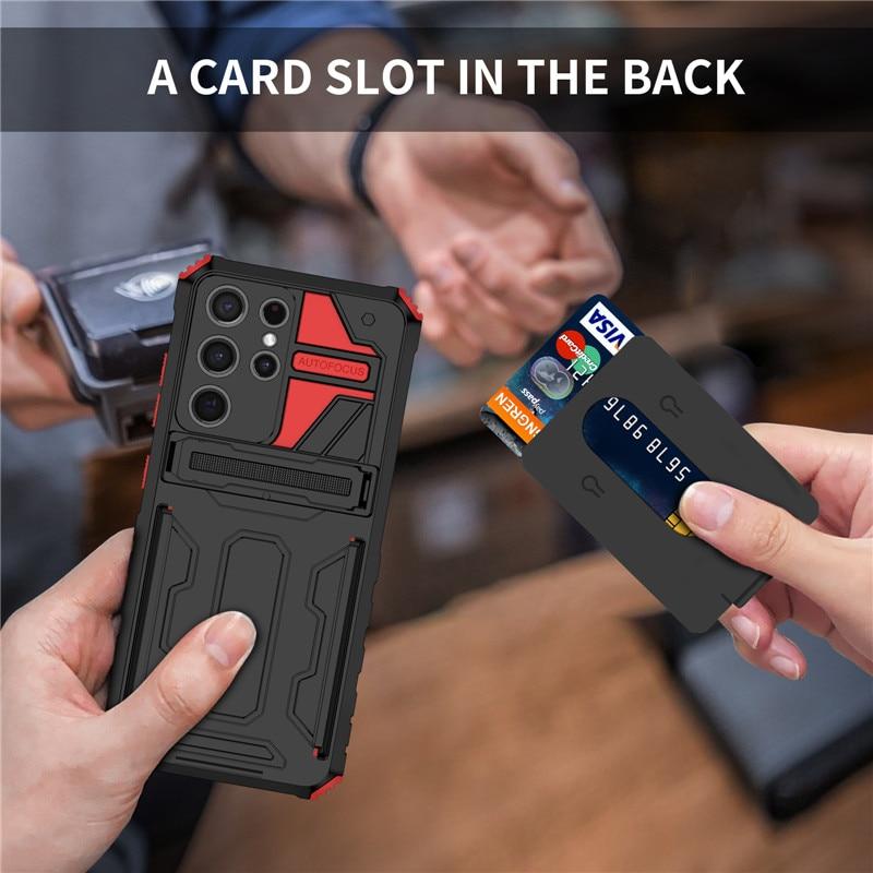 Shockproof Card Holder Case With Kickstand For Samsung Galaxy