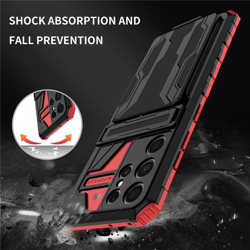 Shockproof Card Holder Case With Kickstand For Samsung Galaxy