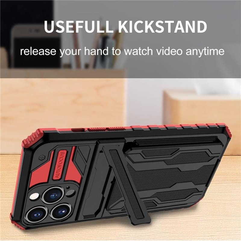 Shockproof Card Holder Phone Case With Kickstand