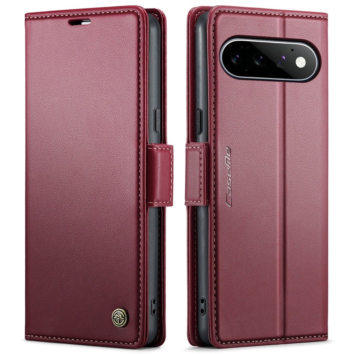RFID Leather Card Holder Case For Google Pixel - Wine Red
