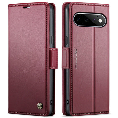 RFID Leather Card Holder Case For Google Pixel - Wine Red