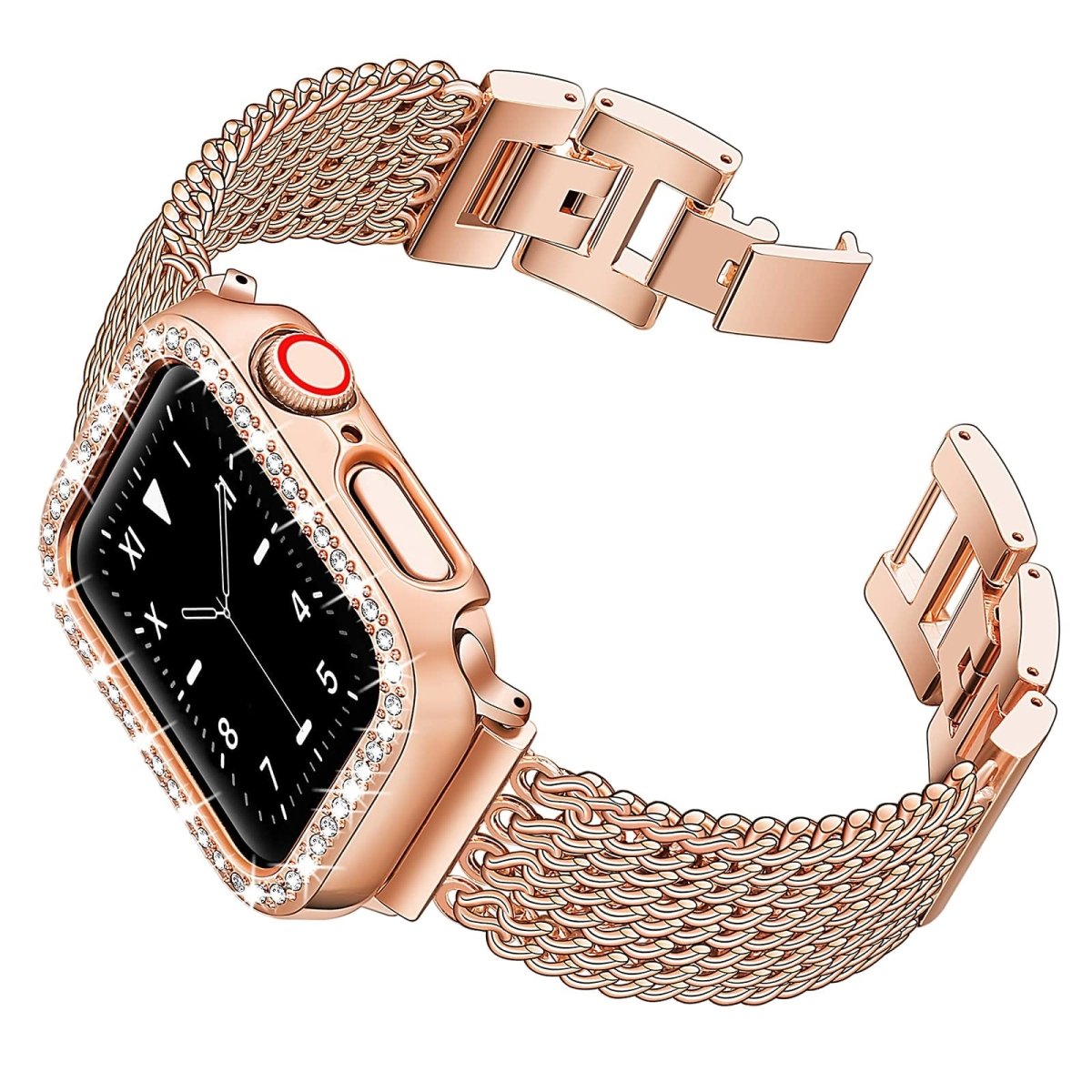 Chain Stainless Steel Watch Band With Case - Rose Gold