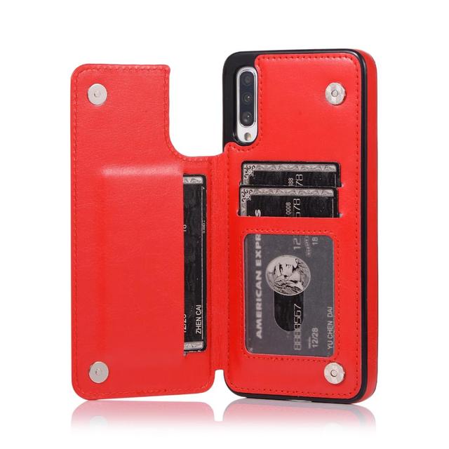 Leather Wallet Case For Samsung Galaxy A Series - Red