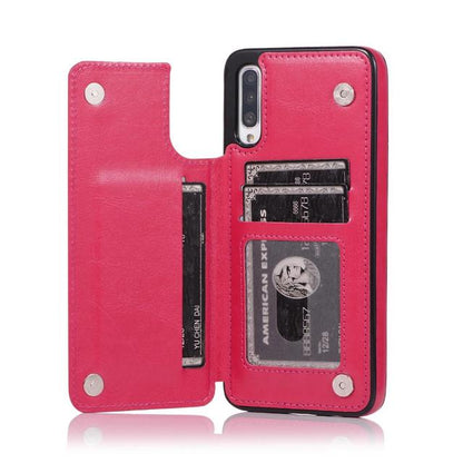 Leather Wallet Case For Samsung Galaxy A Series - Rose Red