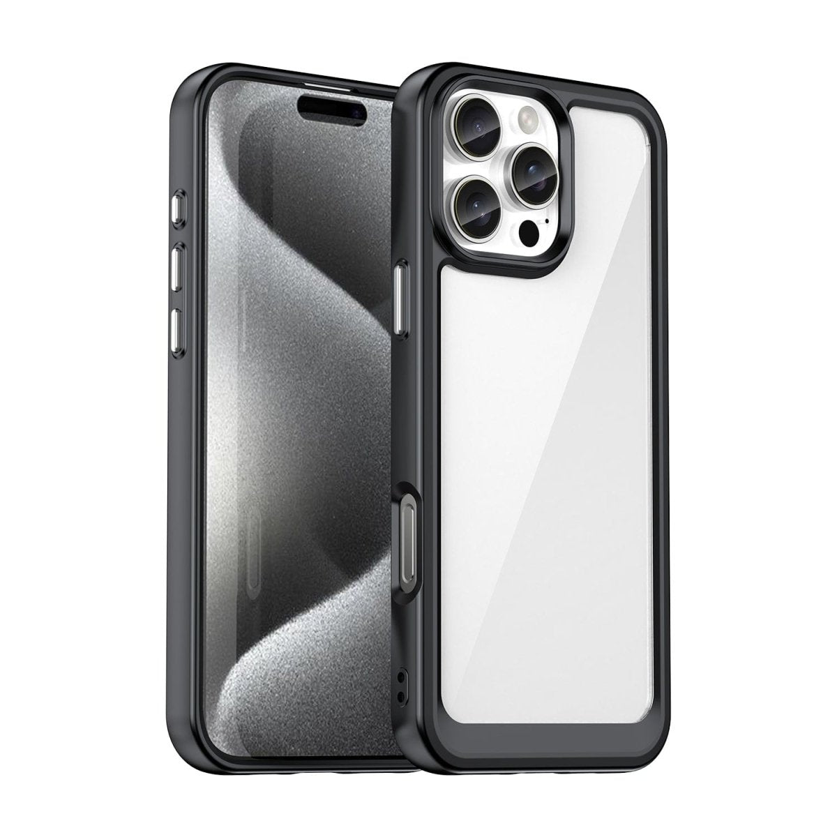 Clear Shockproof Phone Case - Black