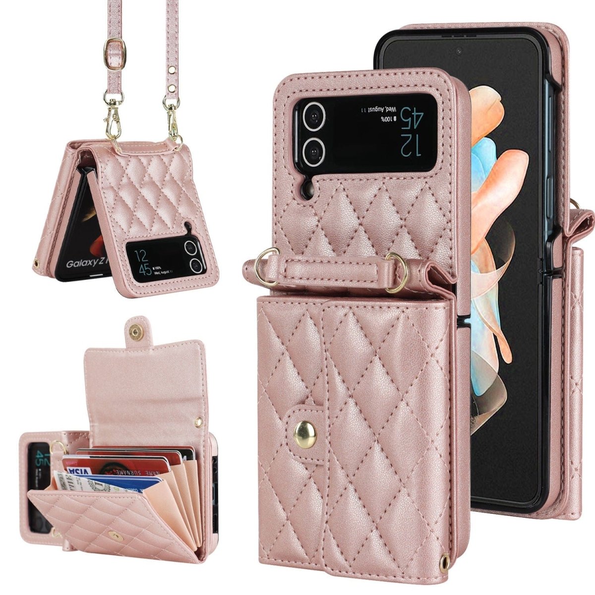 Crossbody Leather Wallet Case For Samsung Z Flip
