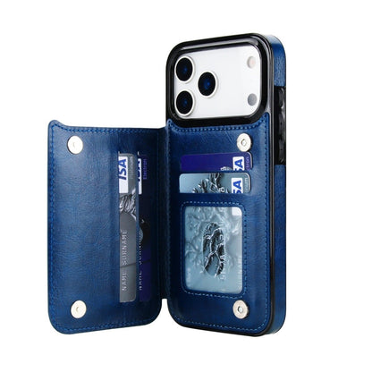 Flip Leather Phone Wallet Case - Blue
