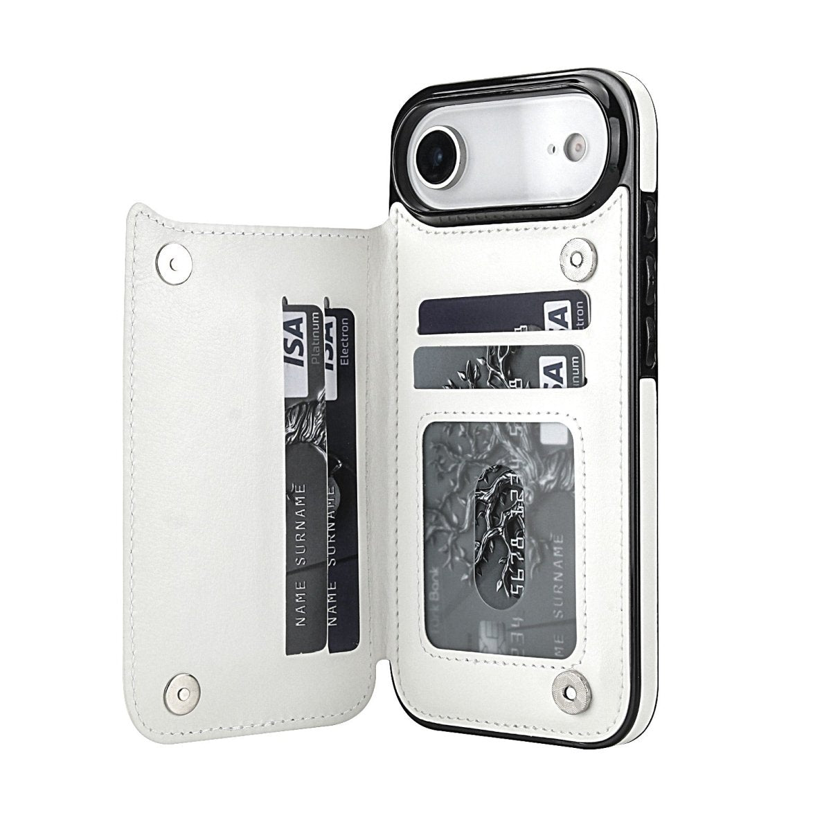 Flip Leather Phone Wallet Case - White