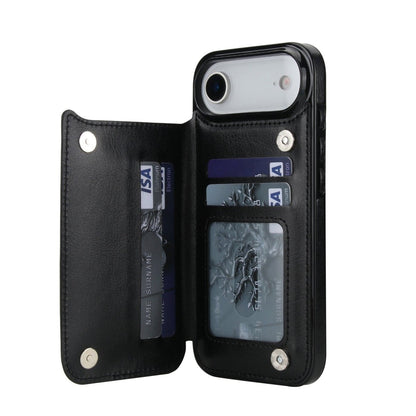Flip Leather Phone Wallet Case - Black
