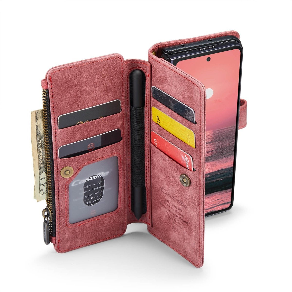 Zipper Leather Wallet Case For Samsung Z Fold