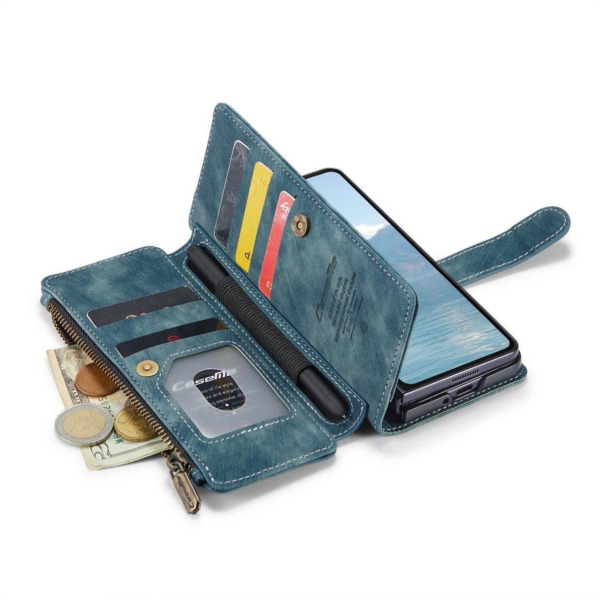 Zipper Leather Wallet Case For Samsung Z Fold