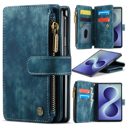 Zipper Leather Wallet Case For Samsung Z Fold - Blue