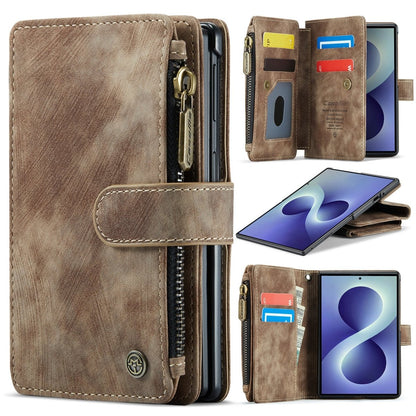 Zipper Leather Wallet Case For Samsung Z Fold - Brown