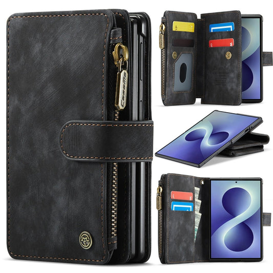 Zipper Leather Wallet Case For Samsung Z Fold - Black