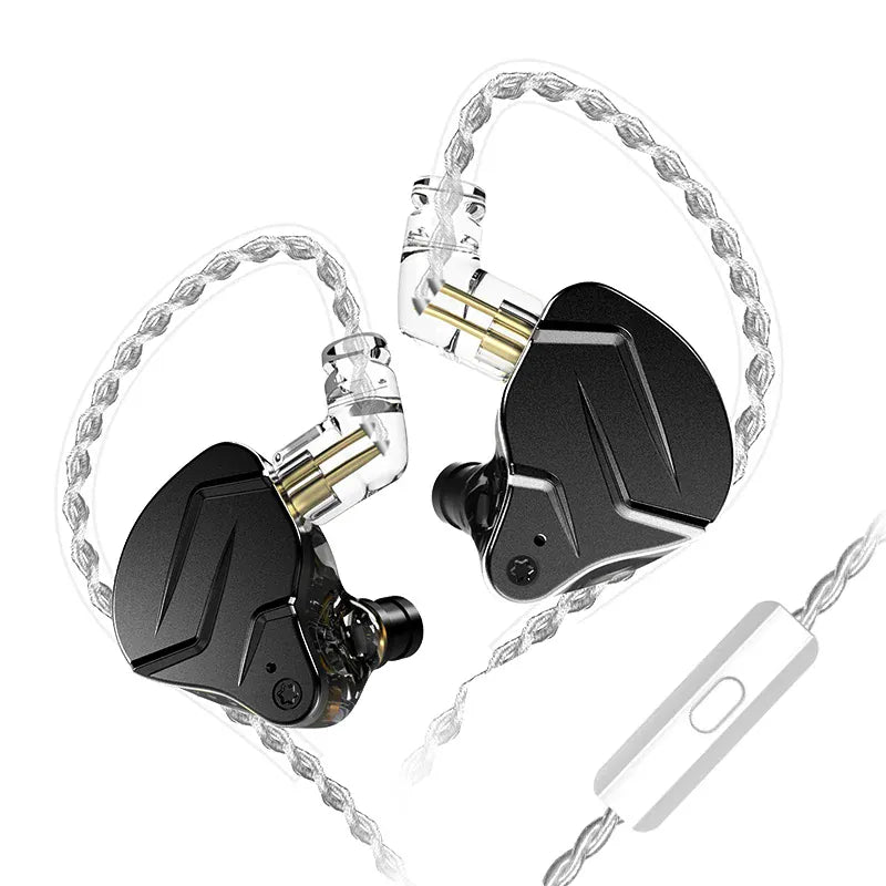 Metal Wired Earbud Headphones - Black with Mic