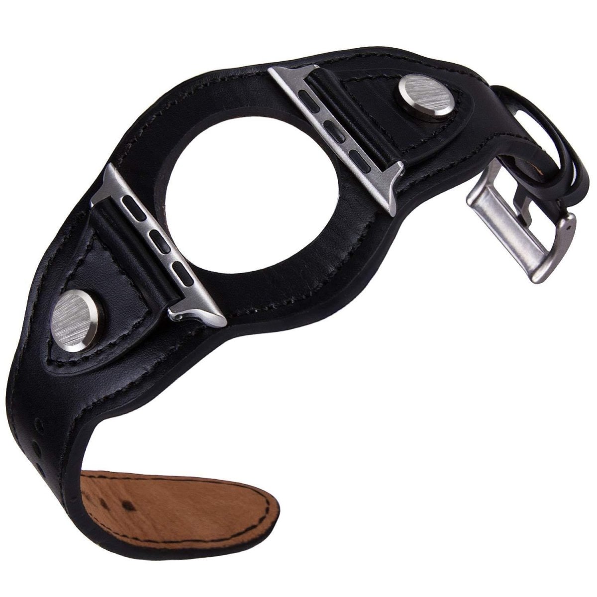 Leather Cuff Watch Band - Black