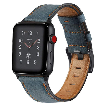 Cowhide Leather Watch Band - Blue