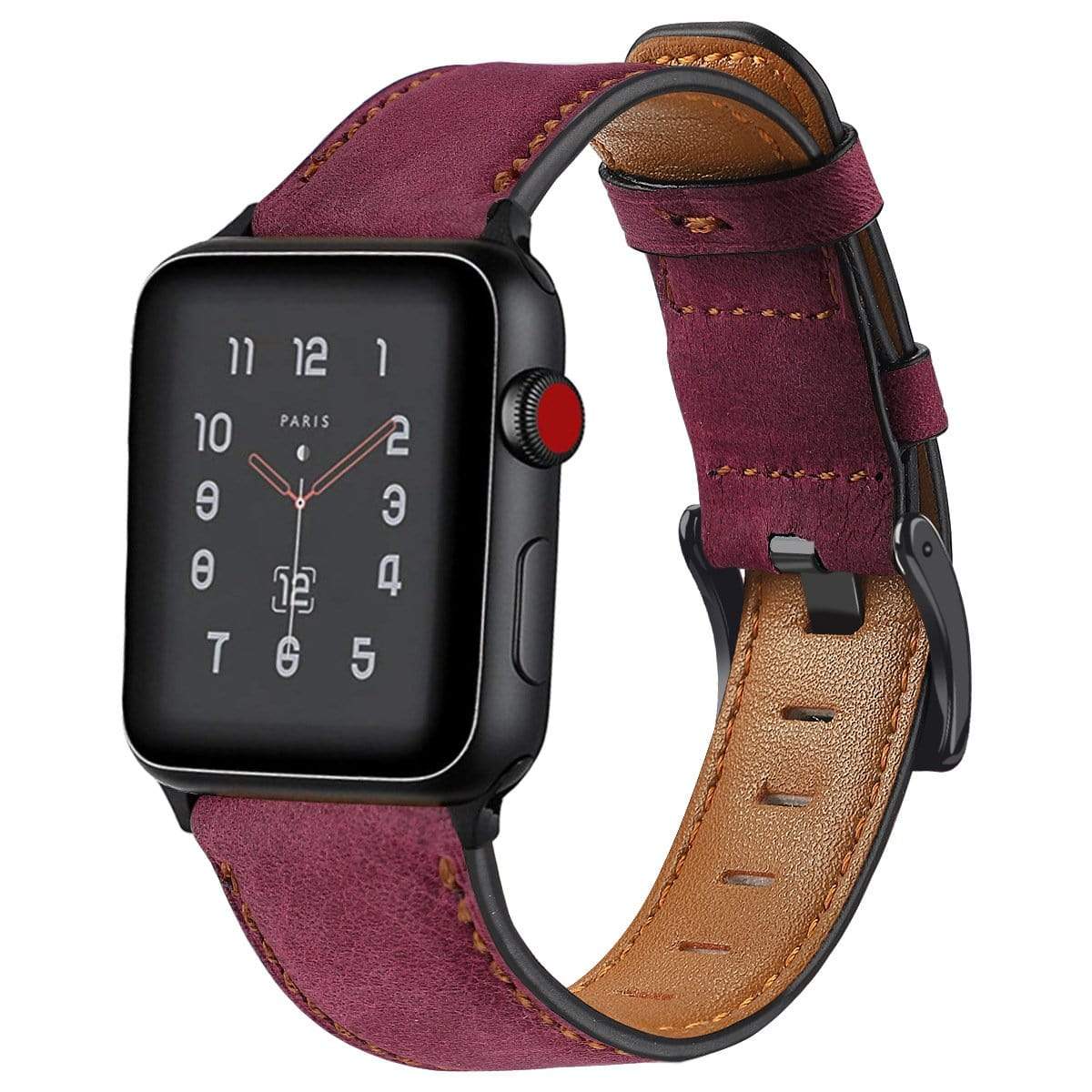 Cowhide Leather Watch Band - Maroon