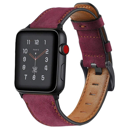 Cowhide Leather Watch Band - Maroon