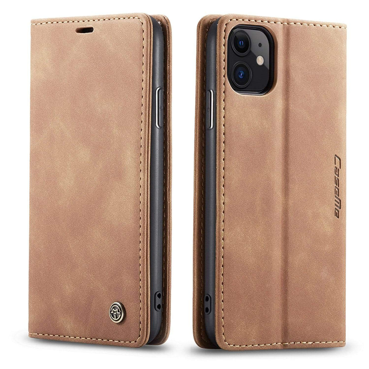 Leather Phone Wallet Case - Brown