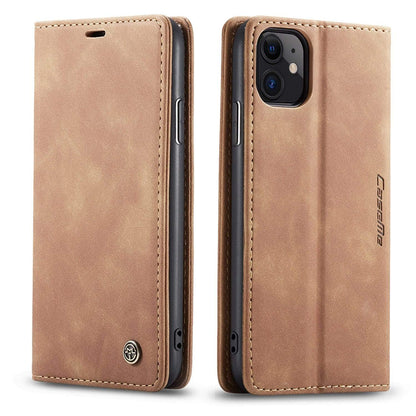 Leather Phone Wallet Case - Brown