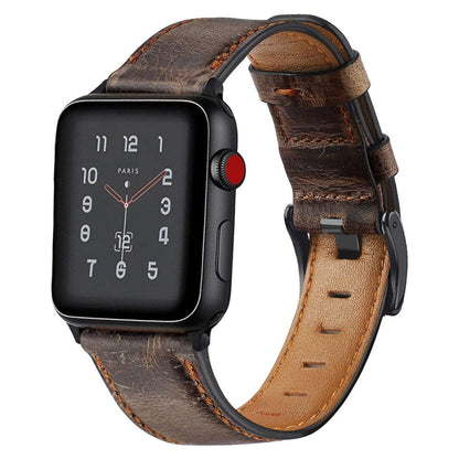 Cowhide Leather Watch Band - Retro Brown
