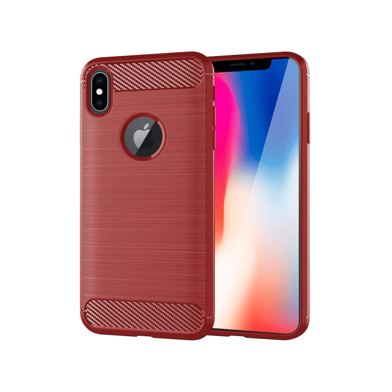 Slim Brushed Carbon Fiber Phone Case - Red