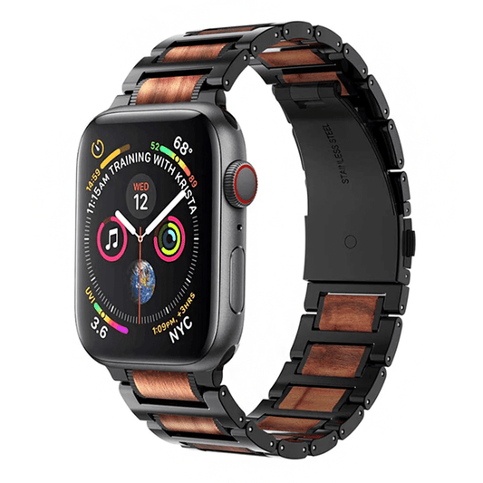 Sandalwood Stainless Steel Watch Band - Black