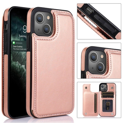 Flip Leather Phone Wallet Case - Rose Gold