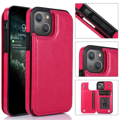 Flip Leather Phone Wallet Case - Rose Red