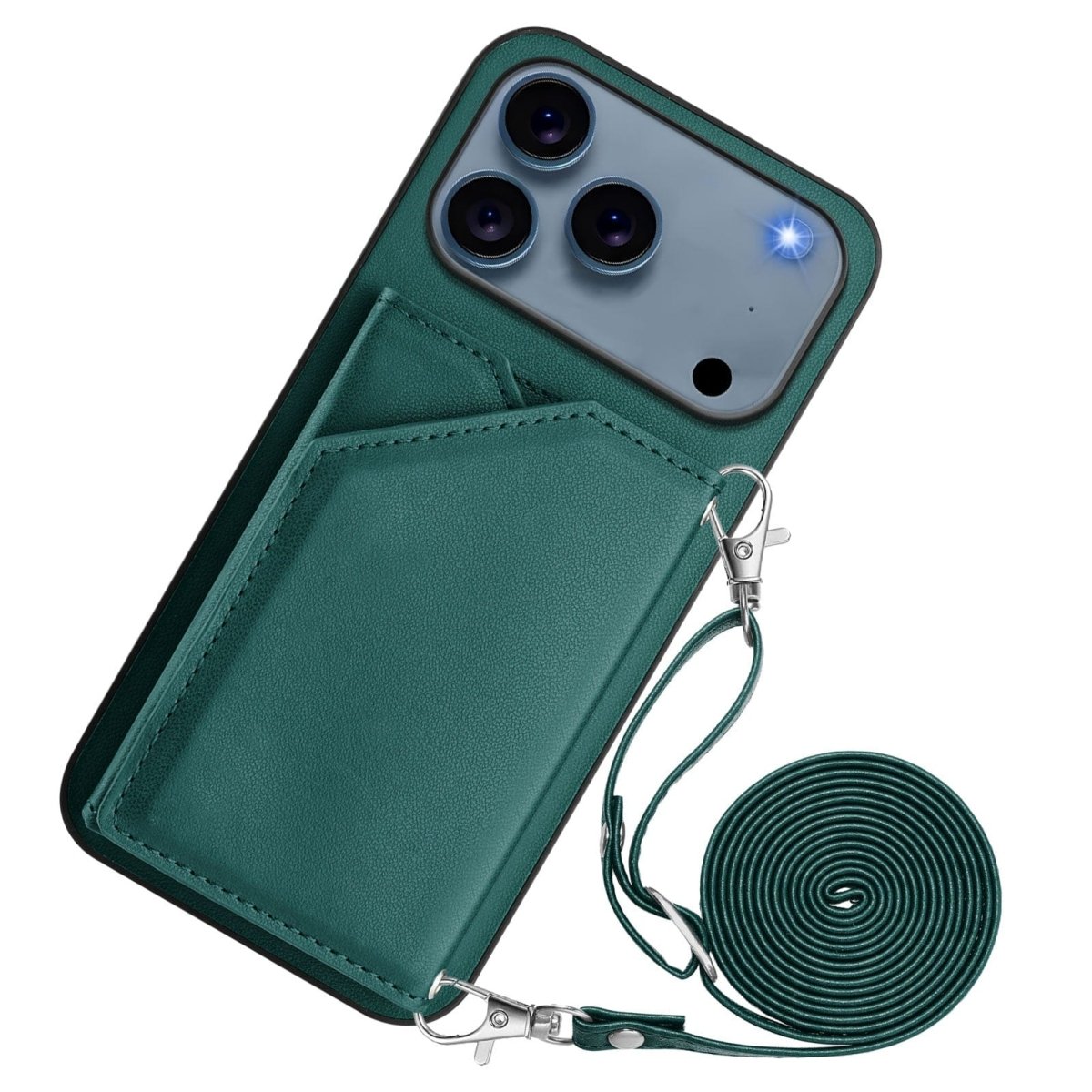 Crossbody Leather Wallet Phone Case - Green