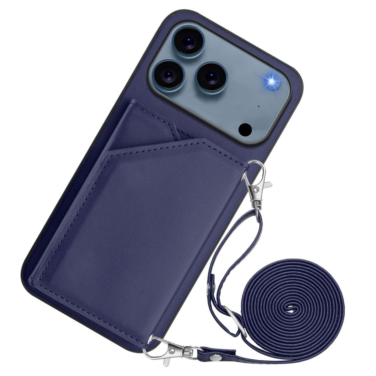 Crossbody Leather Wallet Phone Case - Blue