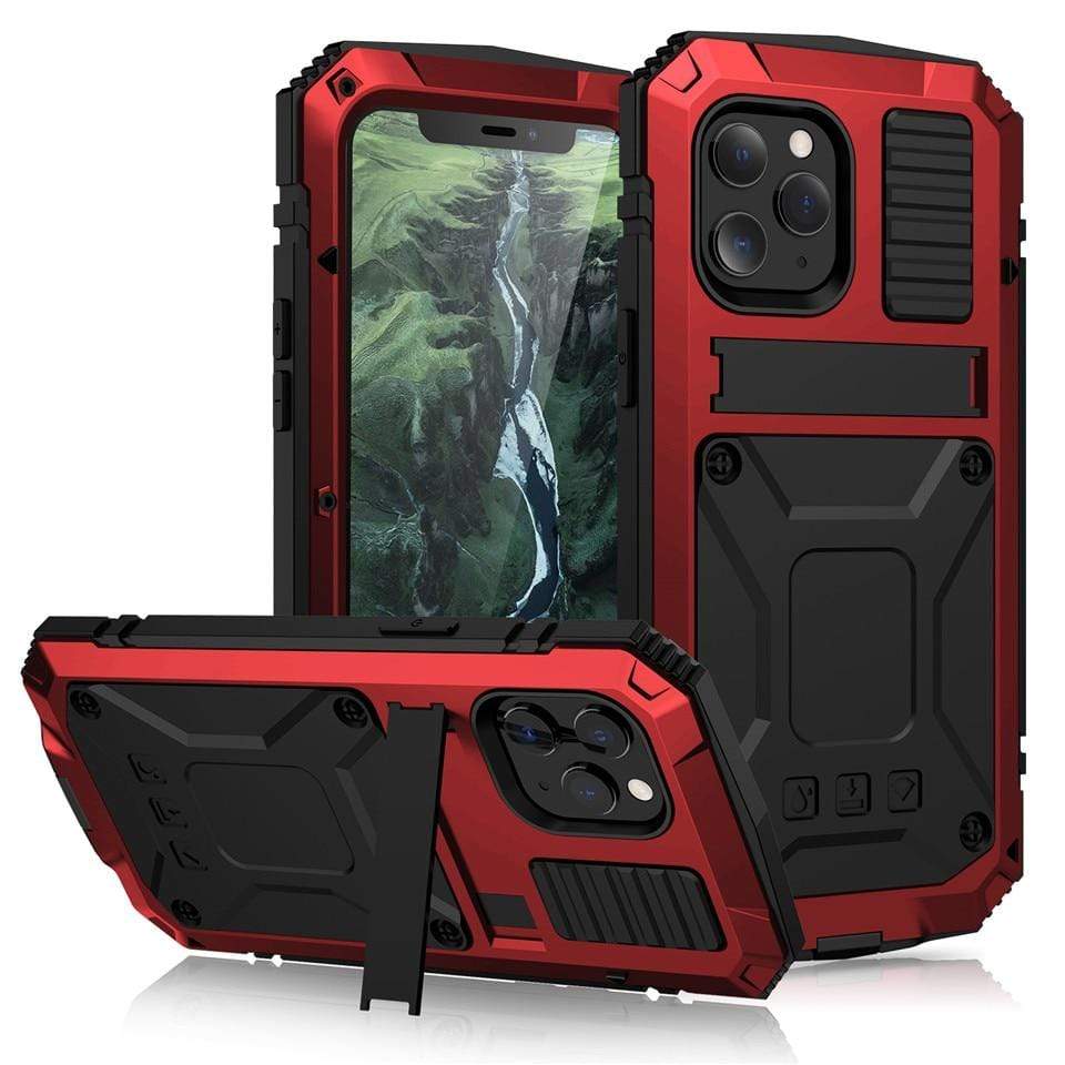 Rugged Heavy Duty Phone Case with Kickstand - Red