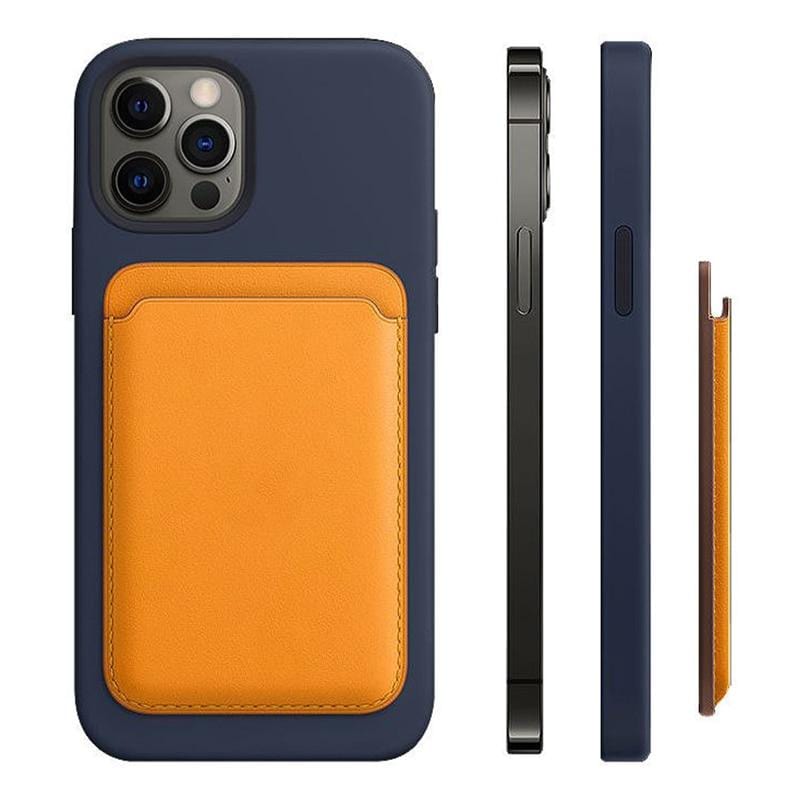 Magnetic Leather Card Holder Wallet - Yellow