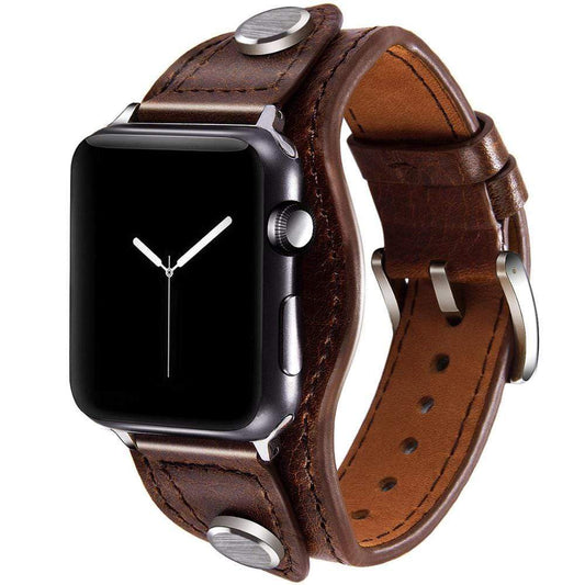 Leather Cuff Watch Band - Coffee