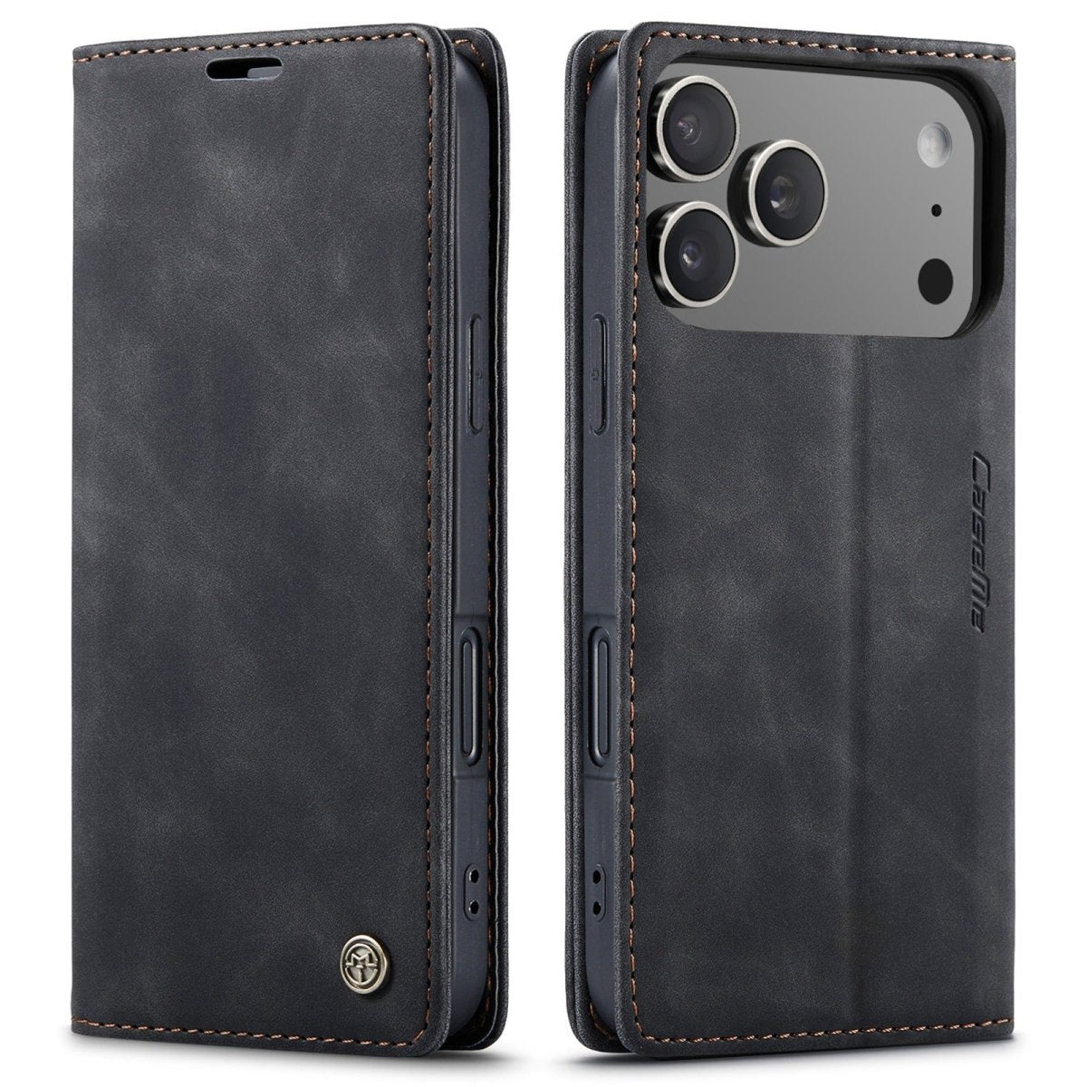 Leather Phone Wallet Case - Black