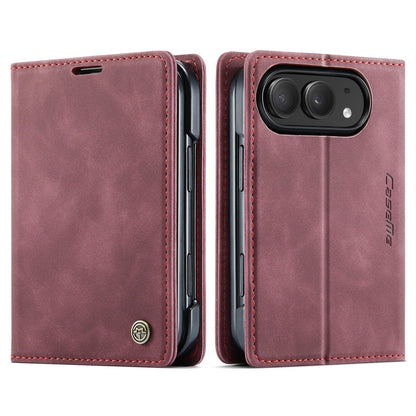 Leather Phone Wallet Case - Wine Red