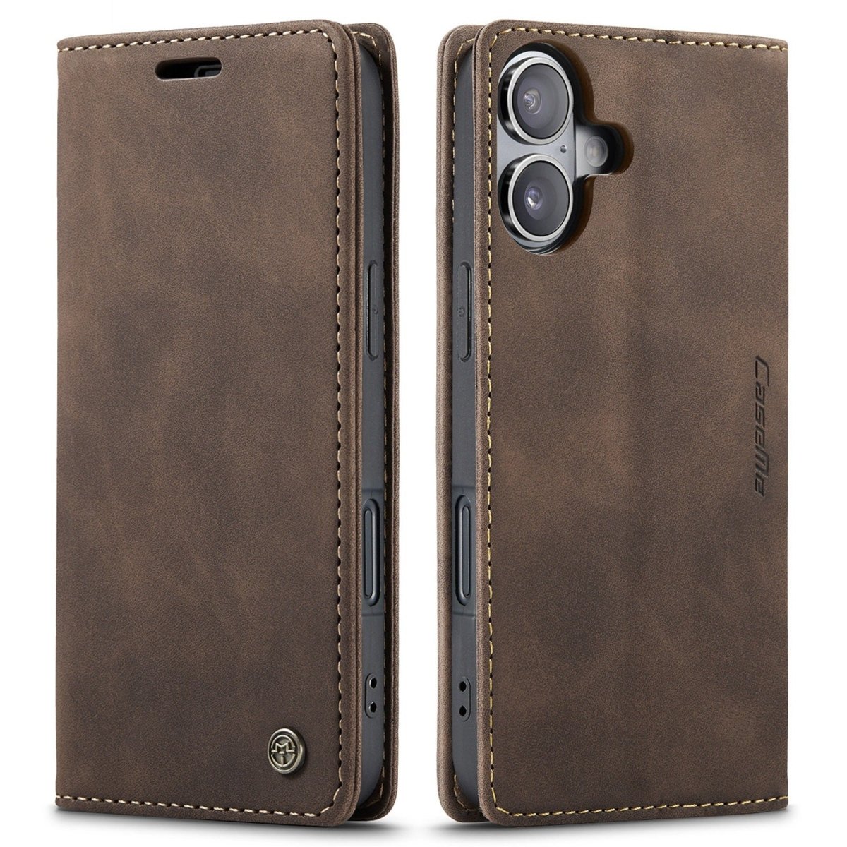 Leather Phone Wallet Case - Coffee