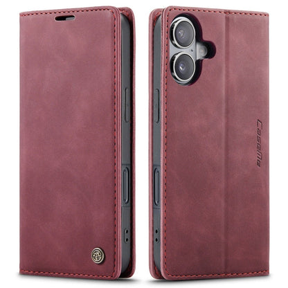 Leather Phone Wallet Case - Wine Red