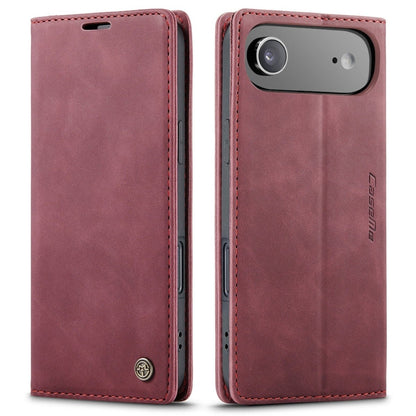 Leather Phone Wallet Case - Wine Red