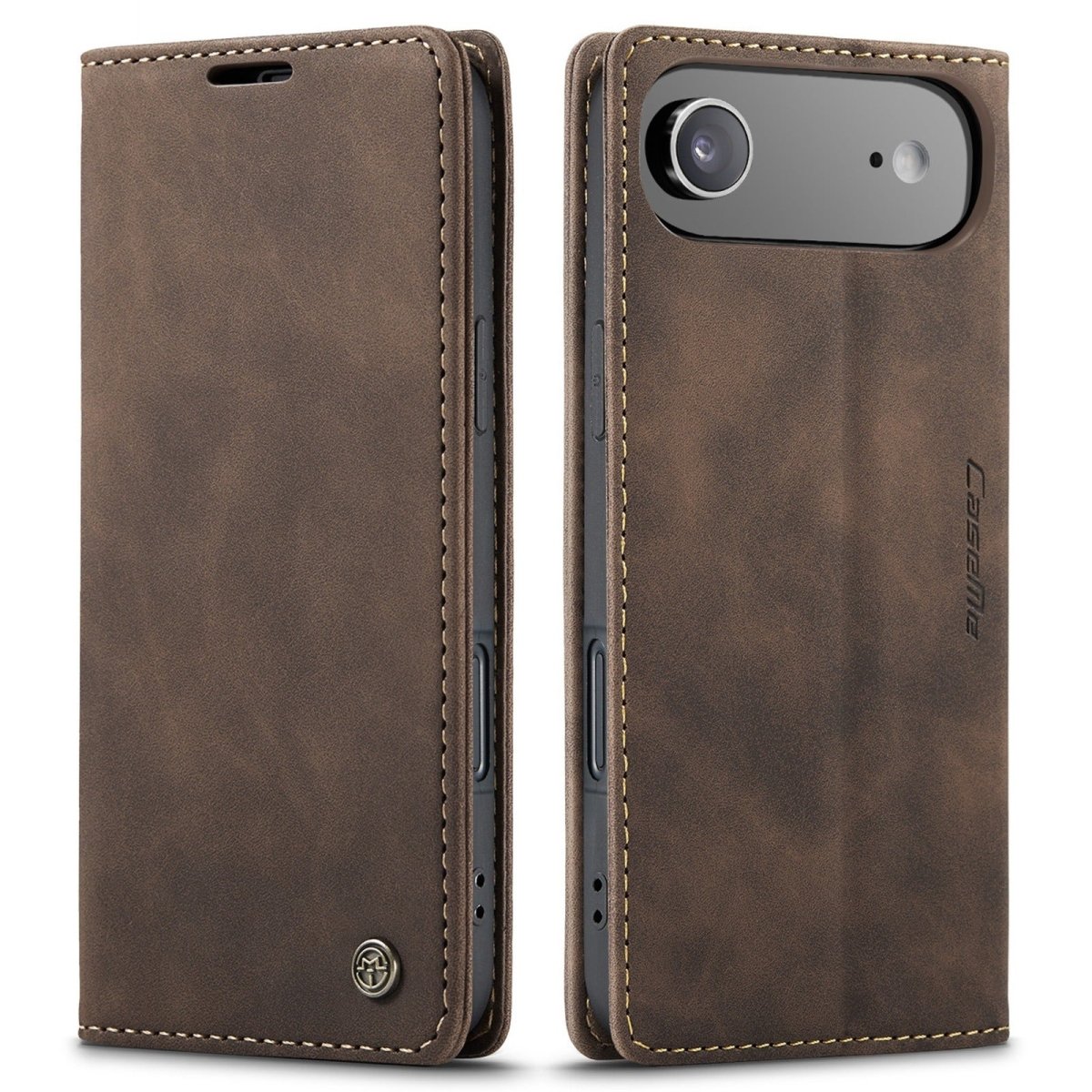 Leather Phone Wallet Case - Coffee