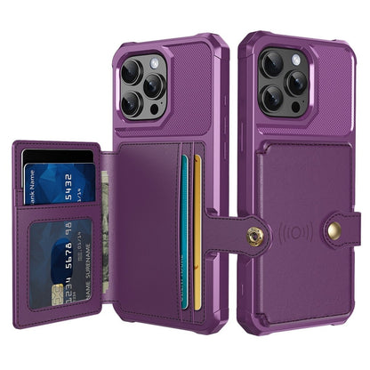 Magnetic Leather Phone Wallet Case - Purple