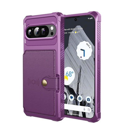 Magnetic Leather Wallet Case For Google Pixel - Purple