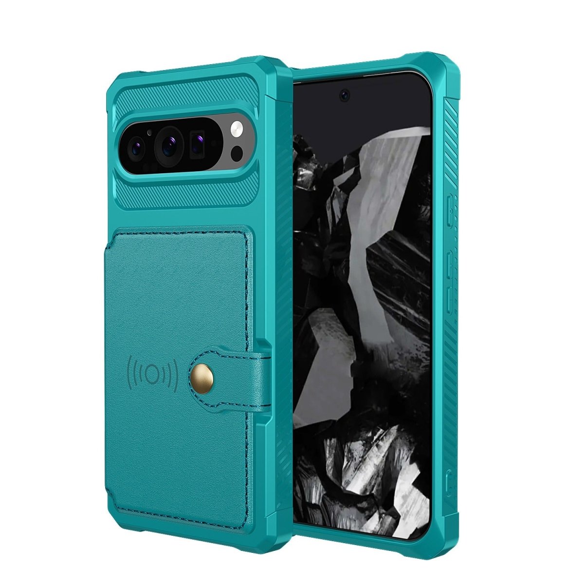 Magnetic Leather Wallet Case For Google Pixel - Green