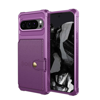 Magnetic Leather Wallet Case For Google Pixel - Purple